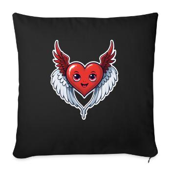 Red Heart with Wings - Sofa pillowcase 17,3'' x 17,3'' (45 x 45 cm) - black - Front