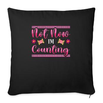 Aiguille à broder au point de croix amusant, points de croix - Housse de coussin décorative 45 x 45 cm - noir - Devant