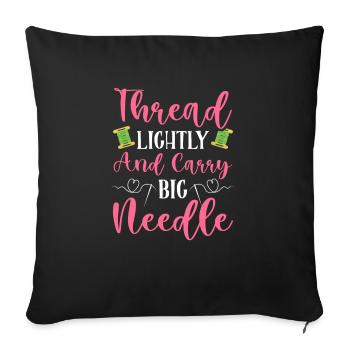 Point de broderie amusant au point de croix - Housse de coussin décorative 45 x 45 cm - noir - Devant