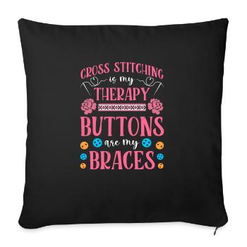 Point de broderie amusant au point de croix - Housse de coussin décorative 45 x 45 cm - noir - Devant