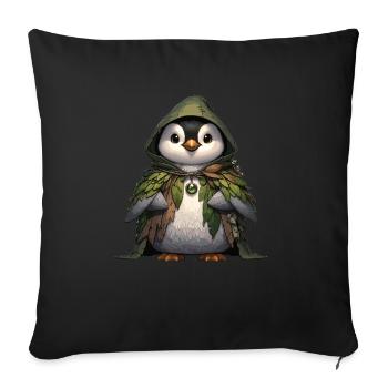 Cadeau d’amant de pingouin Goblincore cool - Housse de coussin décorative 45 x 45 cm - noir - Devant