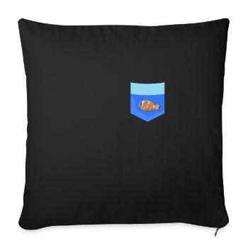 Clownfisch in der Tasche Lustiger Aquarienfischliebhaber - Sofakissenbezug 45 x 45 cm - Schwarz - Vorne