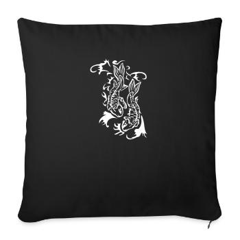 T-shirt poisson Koi - chinois Koi carpe étang jeu de mots de l’eau - Housse de coussin décorative 45 x 45 cm - noir - Devant
