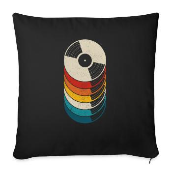 Cadeau de disque vinyle pour DJ Vintage - Housse de coussin décorative 45 x 45 cm - noir - Devant