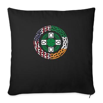 Irish, American, USA, Flag, Celtic Cross - Sofa pillowcase 17,3'' x 17,3'' (45 x 45 cm) - black - Front