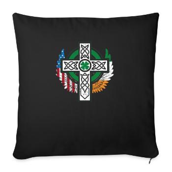 Irish, American, USA, Flag, Celtic Cross - Sofa pillowcase 17,3'' x 17,3'' (45 x 45 cm) - black - Front