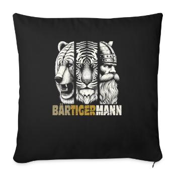 Bärtigermann Bär Tiger Mann Geschenk Bart - Sofakissenbezug 45 x 45 cm - Schwarz - Vorne