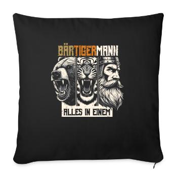 Bärtigermann Bär Tiger Mann Geschenk Bart - Sofakissenbezug 45 x 45 cm - Schwarz - Vorne
