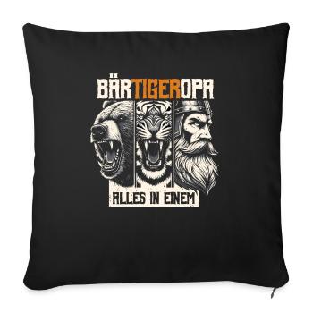 Grand-père barbu ours tigre grand-père cadeau barbe barbe porteur de barbe - Housse de coussin décorative 45 x 45 cm - noir - Devant