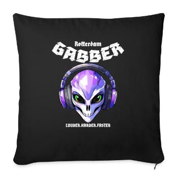 Gabber Rotterdam Techno Hardcore Speedcore - Sofa pillowcase 17,3'' x 17,3'' (45 x 45 cm) - black - Front