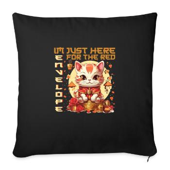 Chat porte-bonheur du Nouvel An chinois juste ici pour le - Housse de coussin décorative 45 x 45 cm - noir - Devant