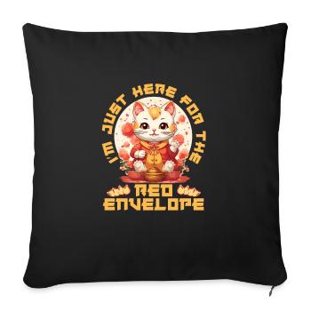 Chat porte-bonheur du Nouvel An chinois juste ici pour le - Housse de coussin décorative 45 x 45 cm - noir - Devant