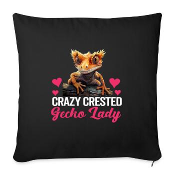 Crested Gecko Men Women Lizard Eyelash Gecko - Sofa pillowcase 17,3'' x 17,3'' (45 x 45 cm) - black - Front