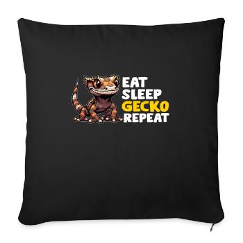 Gecko à crête Hommes Femmes Lézard Cils Gecko - Housse de coussin décorative 45 x 45 cm - noir - Devant