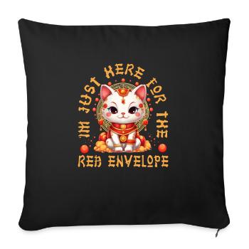 Nouvel An chinois chat chanceux je suis juste ici pour le - Housse de coussin décorative 45 x 45 cm - noir - Devant