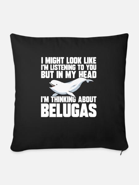 Weißwal Beluga Wal - Sofakissenbezug 45 x 45 cm - Schwarz