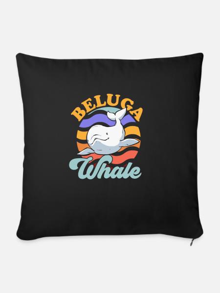 Weißwal Beluga Wal - Sofakissenbezug 45 x 45 cm - Schwarz
