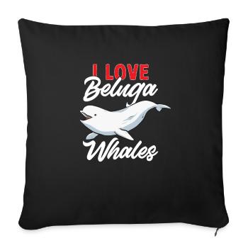 Baleine blanche Béluga - Housse de coussin décorative 45 x 45 cm - noir - Devant