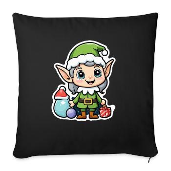 Elf Christmas Elf Gift Elf - Sofa pillowcase 17,3'' x 17,3'' (45 x 45 cm) - black - Front