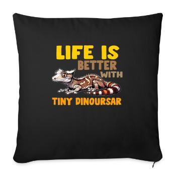 Crested Gecko Men Women Lizard Eyelash Gecko - Sofa pillowcase 17,3'' x 17,3'' (45 x 45 cm) - black - Front