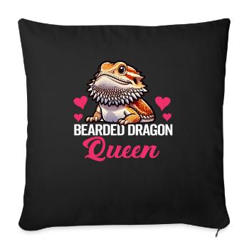 Dragon Barbu Hommes Femmes Filles Enfants Pogona Lézard - Housse de coussin décorative 45 x 45 cm - noir - Devant
