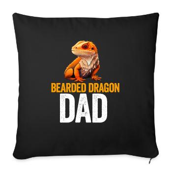 Dragon Barbu Hommes Femmes Filles Enfants Pogona Lézard - Housse de coussin décorative 45 x 45 cm - noir - Devant