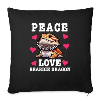 Dragon Barbu Hommes Femmes Filles Enfants Pogona Lézard - Housse de coussin décorative 45 x 45 cm - noir - Devant