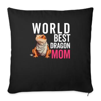 Dragon Barbu Hommes Femmes Filles Enfants Pogona Lézard - Housse de coussin décorative 45 x 45 cm - noir - Devant