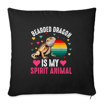 Dragon Barbu Hommes Femmes Filles Enfants Pogona Lézard - Housse de coussin décorative 45 x 45 cm - noir - Devant