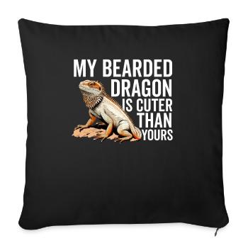 Dragon Barbu Hommes Femmes Filles Enfants Pogona Lézard - Housse de coussin décorative 45 x 45 cm - noir - Devant