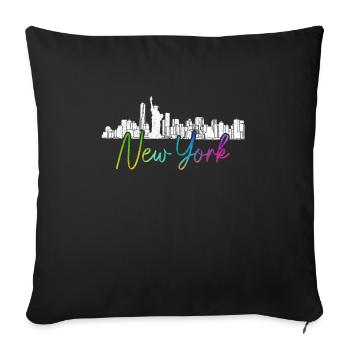 New York City NY NYC Skyline cadeau - Housse de coussin décorative 45 x 45 cm - noir - Devant