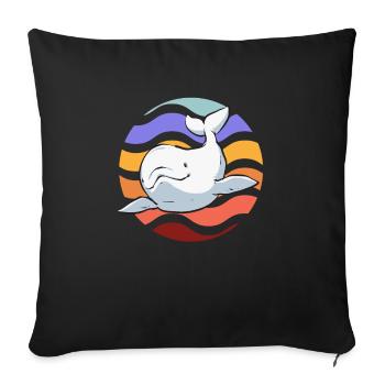 Baleine blanche Béluga - Housse de coussin décorative 45 x 45 cm - noir - Devant