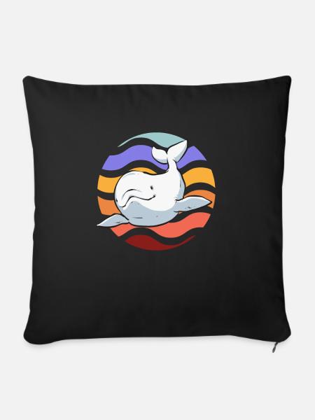 Weißwal Beluga Wal - Sofakissenbezug 45 x 45 cm - Schwarz