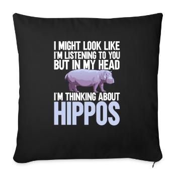 Hippopotame Hippopotame - Housse de coussin décorative 45 x 45 cm - noir - Devant