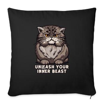 Unleash Your Inner Beast Owl Design - Sofa pillowcase 17,3'' x 17,3'' (45 x 45 cm) - black - Front