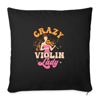 Crazy Violin Lady Orchestra Violinist - Sofa pillowcase 17,3'' x 17,3'' (45 x 45 cm) - black - Front