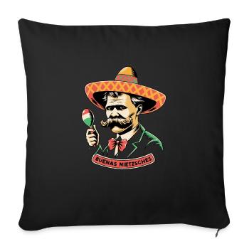Philosophe Nietzsche Sombrero mexicain Buenas - Housse de coussin décorative 45 x 45 cm - noir - Devant