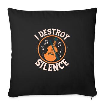 I Destroy Silence Orchestra Violon Violoniste - Housse de coussin décorative 45 x 45 cm - noir - Devant