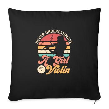 Never Underestimate A Girl With A Violin Orchestra - Sofa pillowcase 17,3'' x 17,3'' (45 x 45 cm) - black - Front