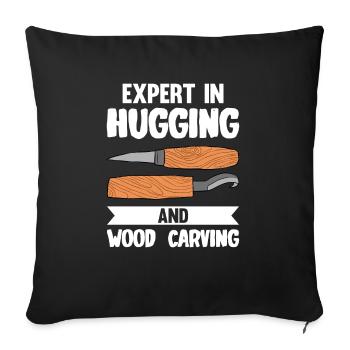 Wood Shining Wood Carving - Sofa pillowcase 17,3'' x 17,3'' (45 x 45 cm) - black - Front
