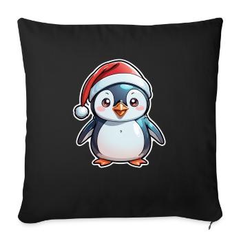 pingouin bonnet de noel - Housse de coussin décorative 45 x 45 cm - noir - Devant