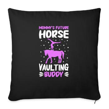 Voltige, Equitation, Dressage - Housse de coussin décorative 45 x 45 cm - noir - Devant