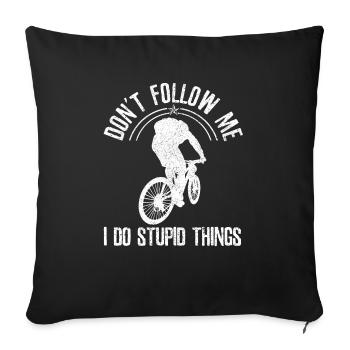 VTT VTT Downhill Biker cadeau - Housse de coussin décorative 45 x 45 cm - noir - Devant