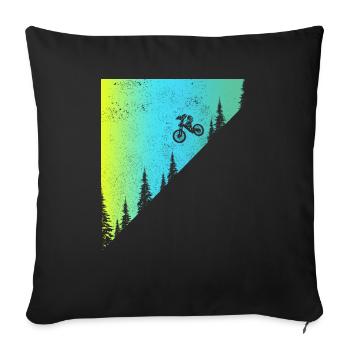VTT VTT Downhill Biker cadeau - Housse de coussin décorative 45 x 45 cm - noir - Devant