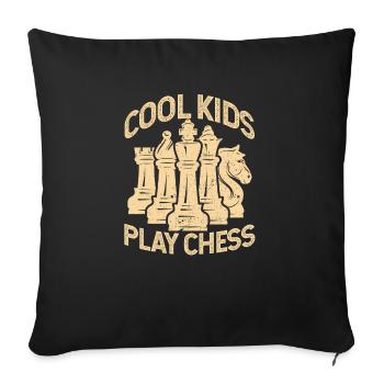 Des enfants cool jouant aux échecs drôle de joueur d’échecs - Housse de coussin décorative 45 x 45 cm - noir - Devant
