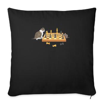Board Game Night Cat Mouse Chess Playing Players - Sofa pillowcase 17,3'' x 17,3'' (45 x 45 cm) - black - Front
