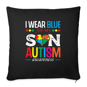 I'm wearing blue for autism awareness month - Sofa pillowcase 17,3'' x 17,3'' (45 x 45 cm) - black - Front