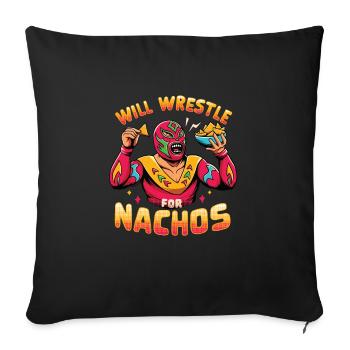 Mexican wrestling wrestler Lucha Libre Nacho - Sofa pillowcase 17,3'' x 17,3'' (45 x 45 cm) - black - Front
