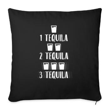 1 Tequila 2 Tequila 3 Tequila verschwommene Schnapsgläser - Sofakissenbezug 45 x 45 cm - Schwarz - Vorne