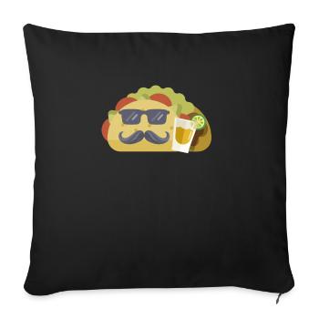 Lunettes De Soleil Moustache Taco Et Tequila Mexicaine Drôle - Housse de coussin décorative 45 x 45 cm - noir - Devant